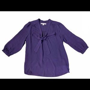 Forever 21 Women's Purple V-Neck Bow Blouse Size Small